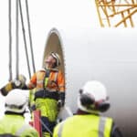 Engineers working on wind turbine