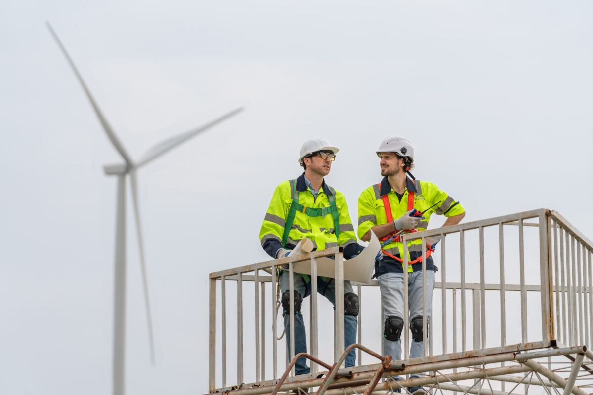 Two Wind Technicians Learning Advanced Rescue Training