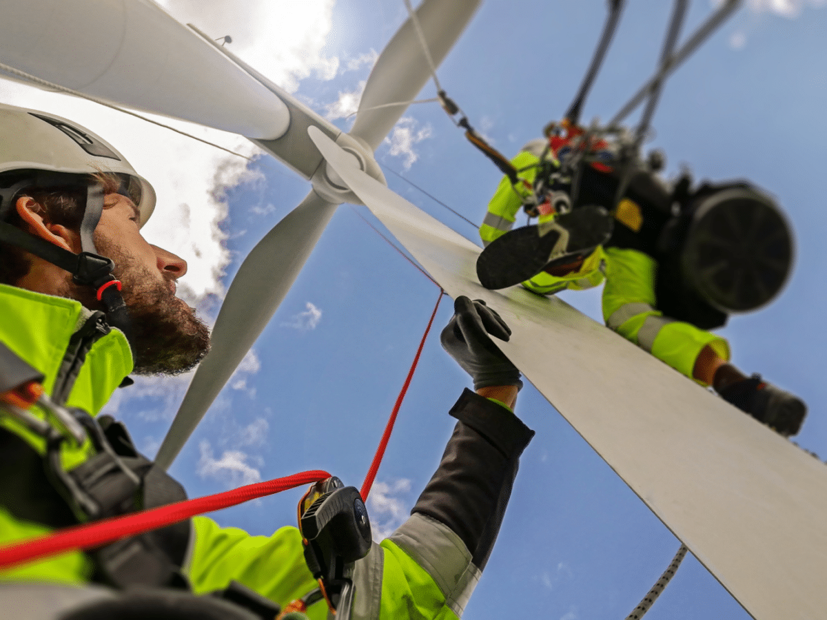 Two Technicians Practicing Blade Repair Training