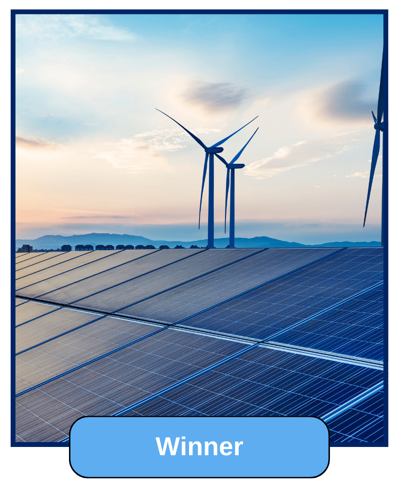A combination of solar panels and wind turbines working together to generate renewable energy.