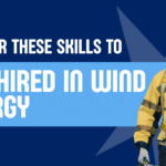 Promotional banner encouraging wind energy career skills with image of technician in PPE and bold call to action.