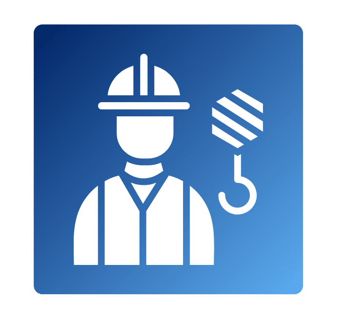 Icon showing wind technician with crane hook for slinger signaller operations