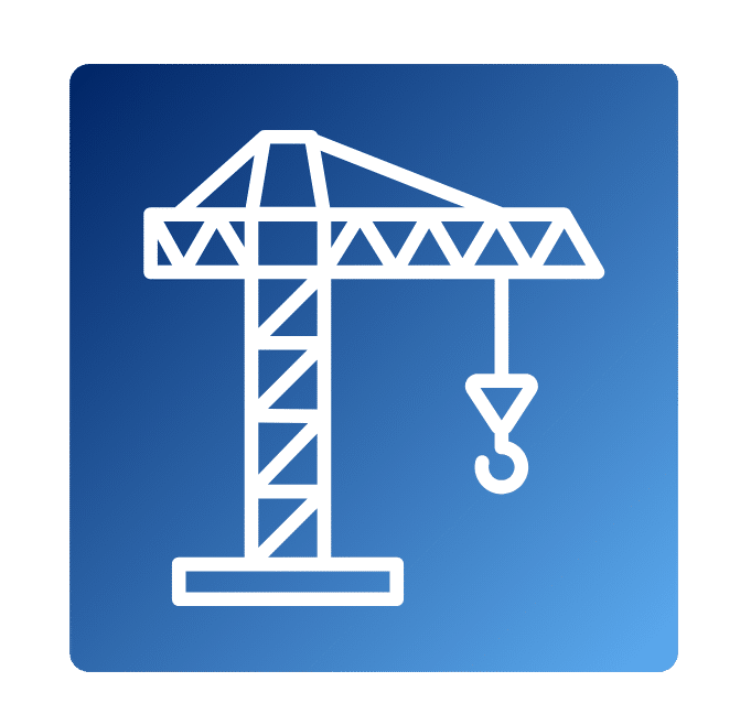 Icon of crane representing rigging and lifting in wind turbine industry