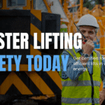 Wind technician with radio during lifting operation at turbine site