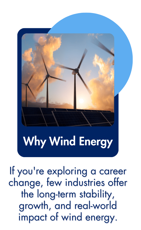 Wind turbines representing long-term career opportunities in wind energy