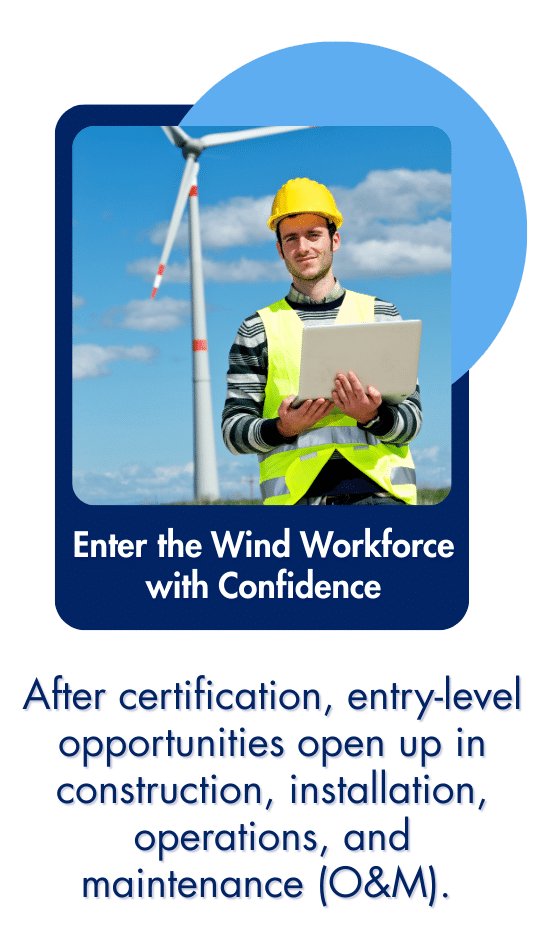 Newly trained wind technician ready to begin work in the wind energy industry