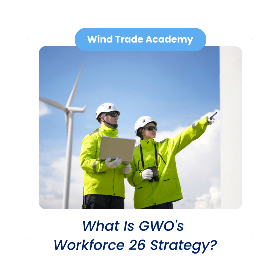 Wind technicians reviewing plans as part of GWO Workforce 26 training initiative