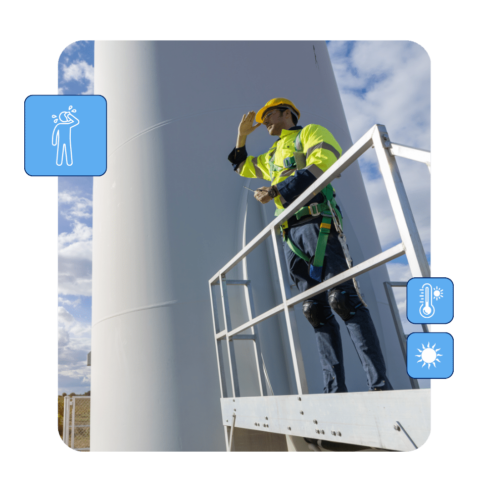 wind technician safety while working at height in hot weather conditions