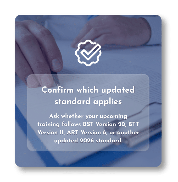 GWO updated standard confirmation graphic with documents and checklist icon.
